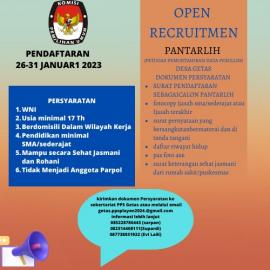 Open Recruitmen ''PANTARLIH'' Kalurahan Getas Tahun 2023