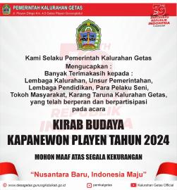 Terimakasih kepada semua masyarakat Kalurahan Getas