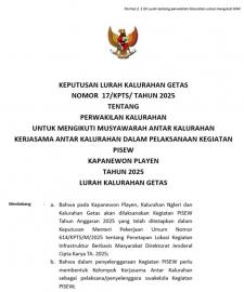 KEPUTUSAN LURAH KALURAHAN GETAS NOMOR  17/KPTS/ TAHUN 2025
