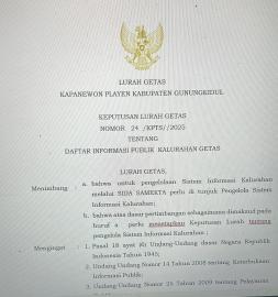 KEPUTUSAN LURAH GETAS NOMOR   24  /KPTS//2025 TENTANG  DAFTAR INFORMASI PUBLIK  KALURAHAN GETAS