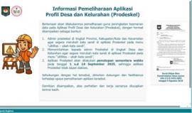 Informasi Pemeliharaan Aplikasi Profil Desa dan Kelurahan (Prodeskel)